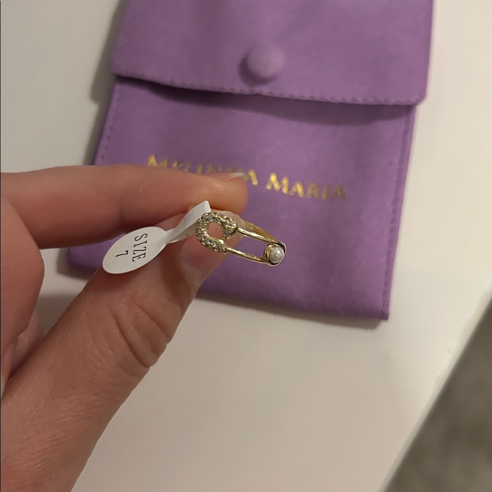 Melinda Maria Gold Ring with Pearl and Simulated Diamonds - Picture 2 of 4
